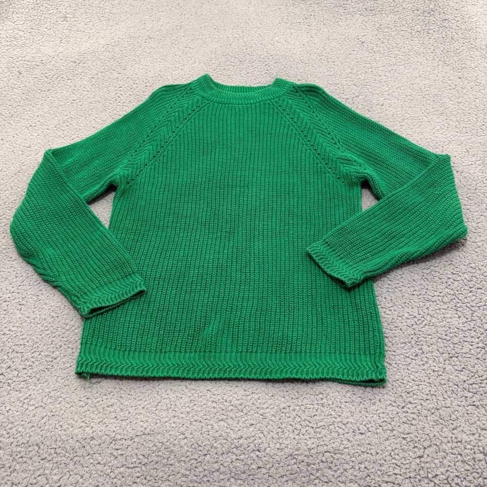 VTG Neil Martin Sweater Mens M Green Shaker Knit Crew Neck Ramie Cotton Linen